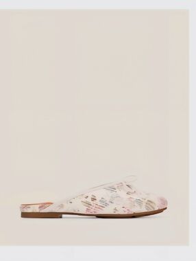 Women’s White Floral Slip-On Flat Leather